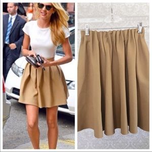 Sale! Zara Tan Skater Skirt with Pleated Waist